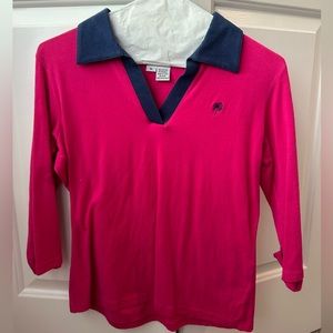 Lily Pulitzer Dark Pink Collared Shirt